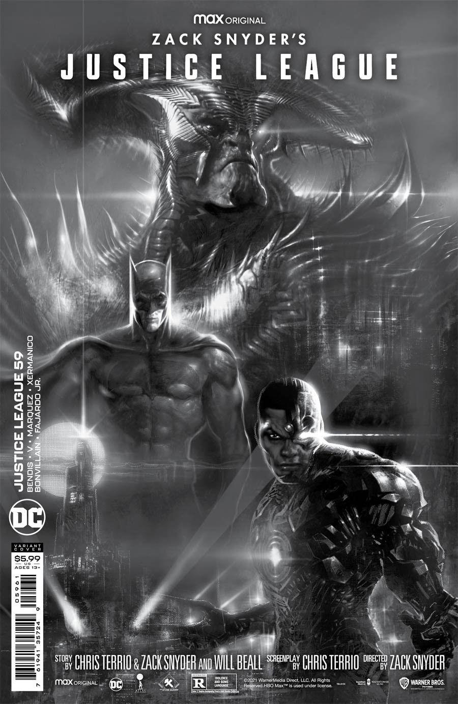Justice League Vol 4 #59 Cover F Incentive Liam Sharp Snyder Cut Card Stock Black & White Cover