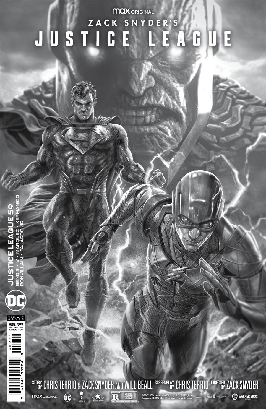 Justice League Vol 4 #59 Cover G Incentive Lee Bermejo Snyder Cut Card Stock Black & White Cover
