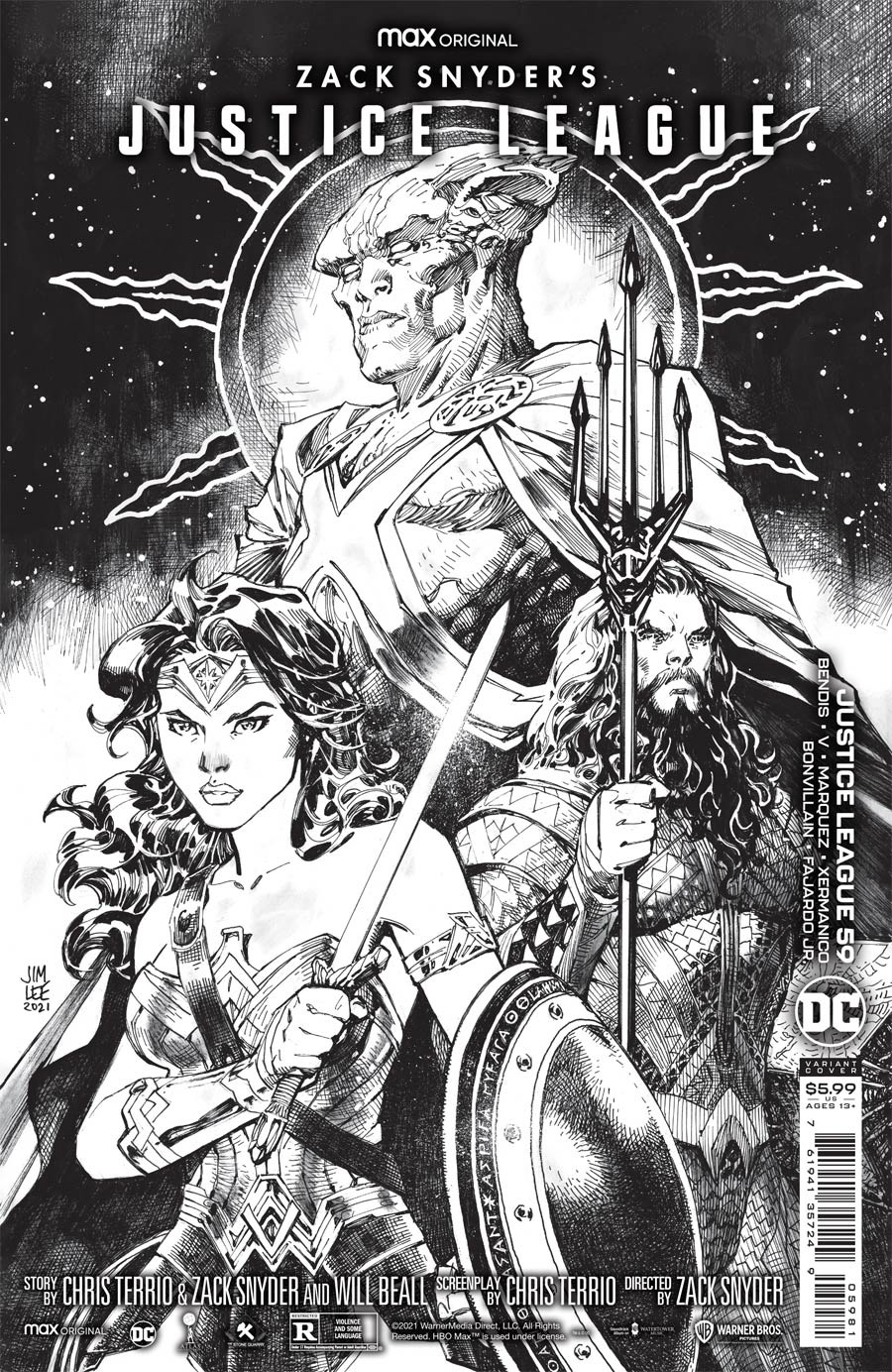 Justice League Vol 4 #59 Cover H Incentive Jim Lee Snyder Cut Card Stock Black & White Cover