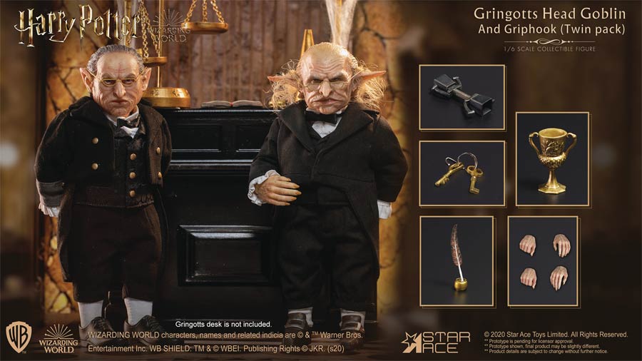 Harry Potter And The Sorcerers Stone Gringotts Goblin 1/6 Scale Action Figure Twin Pack