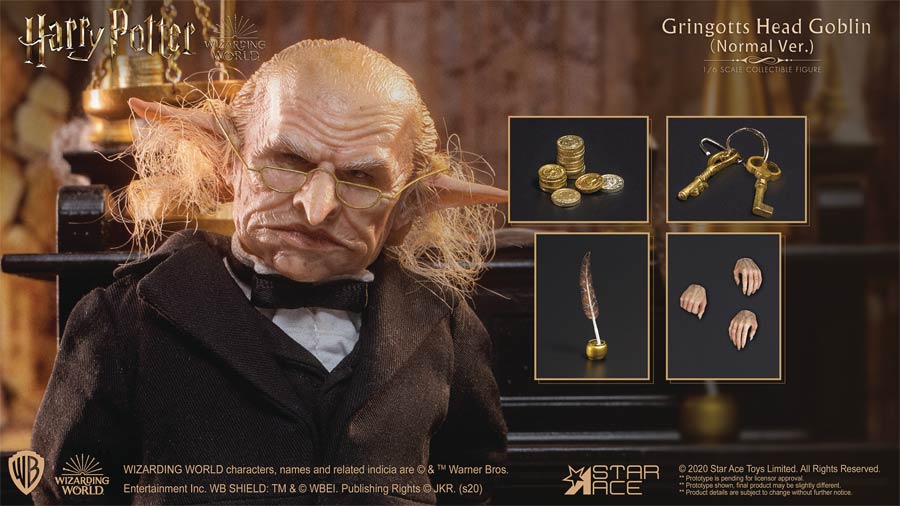 Harry Potter And The Sorcerers Stone Gringotts Head Goblin 1/6 Scale Action Figure Normal Version