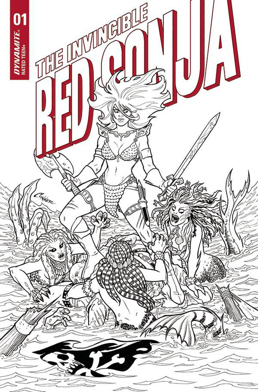 Invincible Red Sonja #1 Cover K Incentive Amanda Conner Line Art Cover