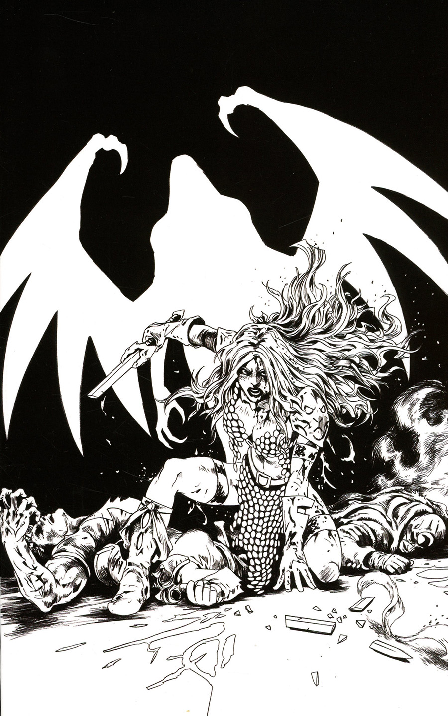 Red Sonja The Superpowers #5 Cover T Incentive Jonathan Lau Black & White Virgin Cover