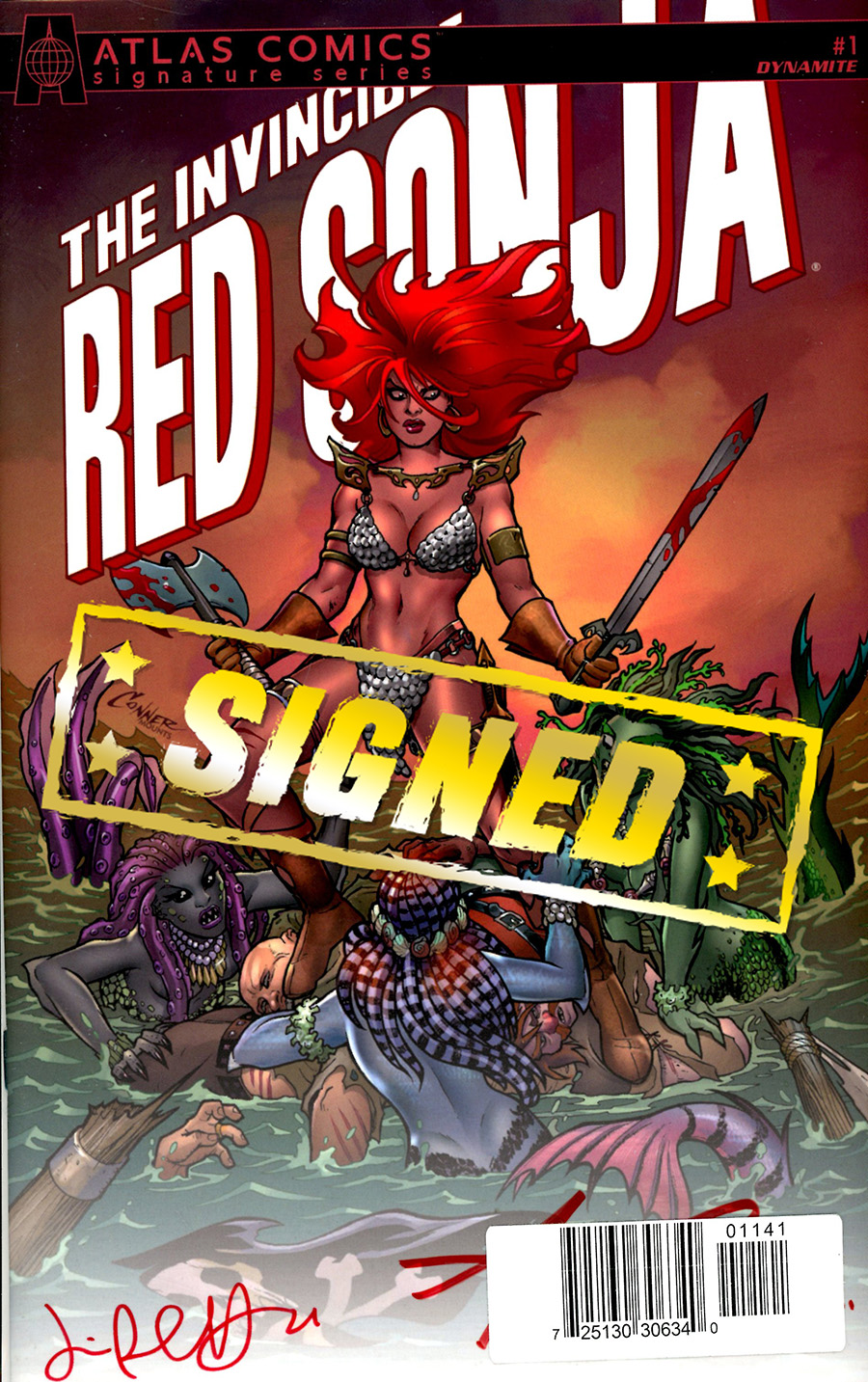 Invincible Red Sonja #1 Cover V Atlas Comics Signature Edition Signed By Jimmy Palmiotti & Amanda Conner