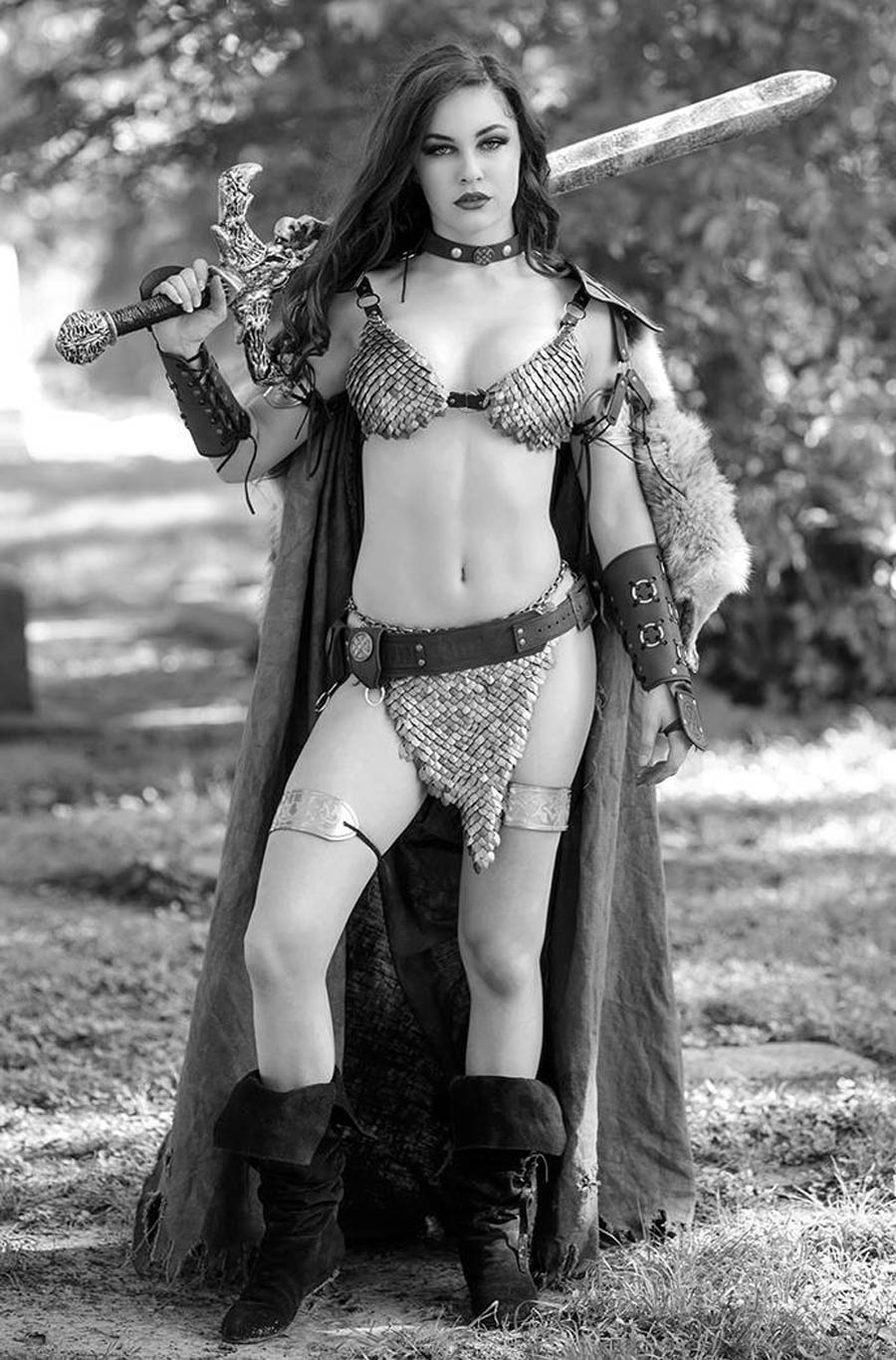 Red Sonja The Superpowers #3 Cover G Variant Savannah Polson Cosplay Photo Black & White Virgin Premium Cover