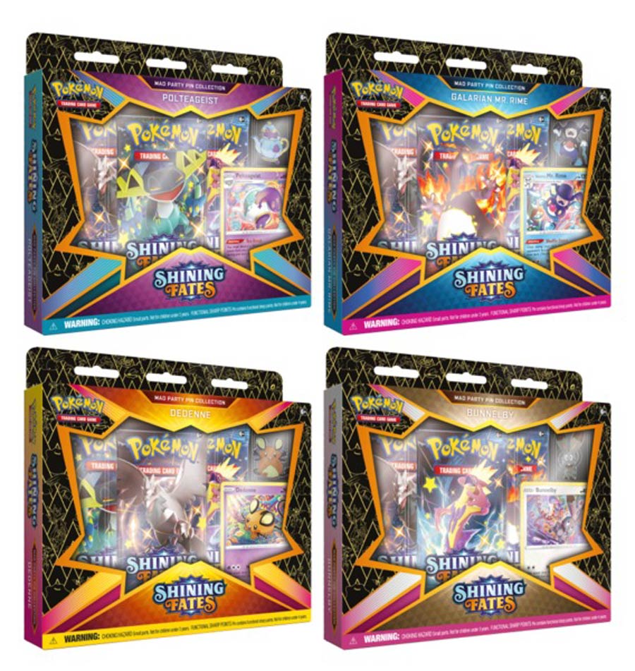 Pokemon Shining Fates Mad Party Pin Collection
