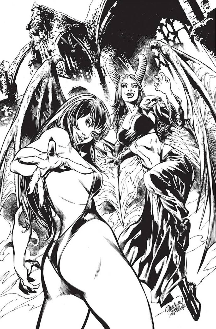Vampirella vs Purgatori #1 Cover J Variant Carlo Pagulayan Black & White Virgin Premium Cover