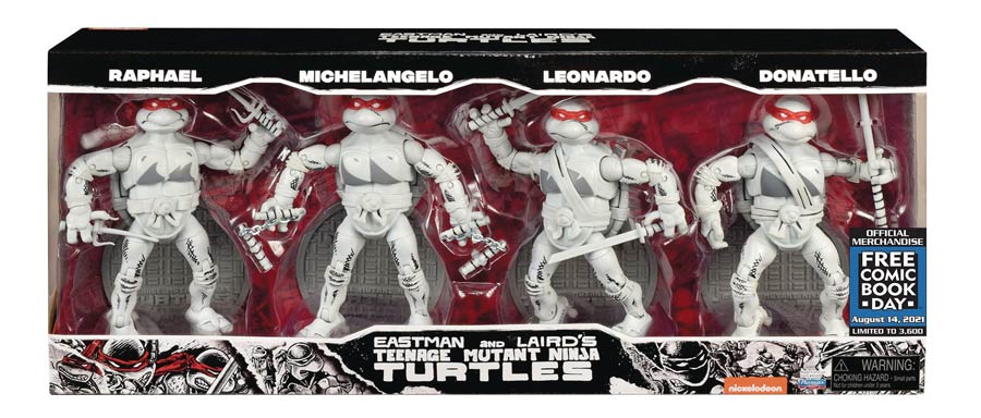 FCBD 2021 Teenage Mutant Ninja Turtles Ninja Elite Series Previews Exclusive Black & White 4-Piece Action Figure Set