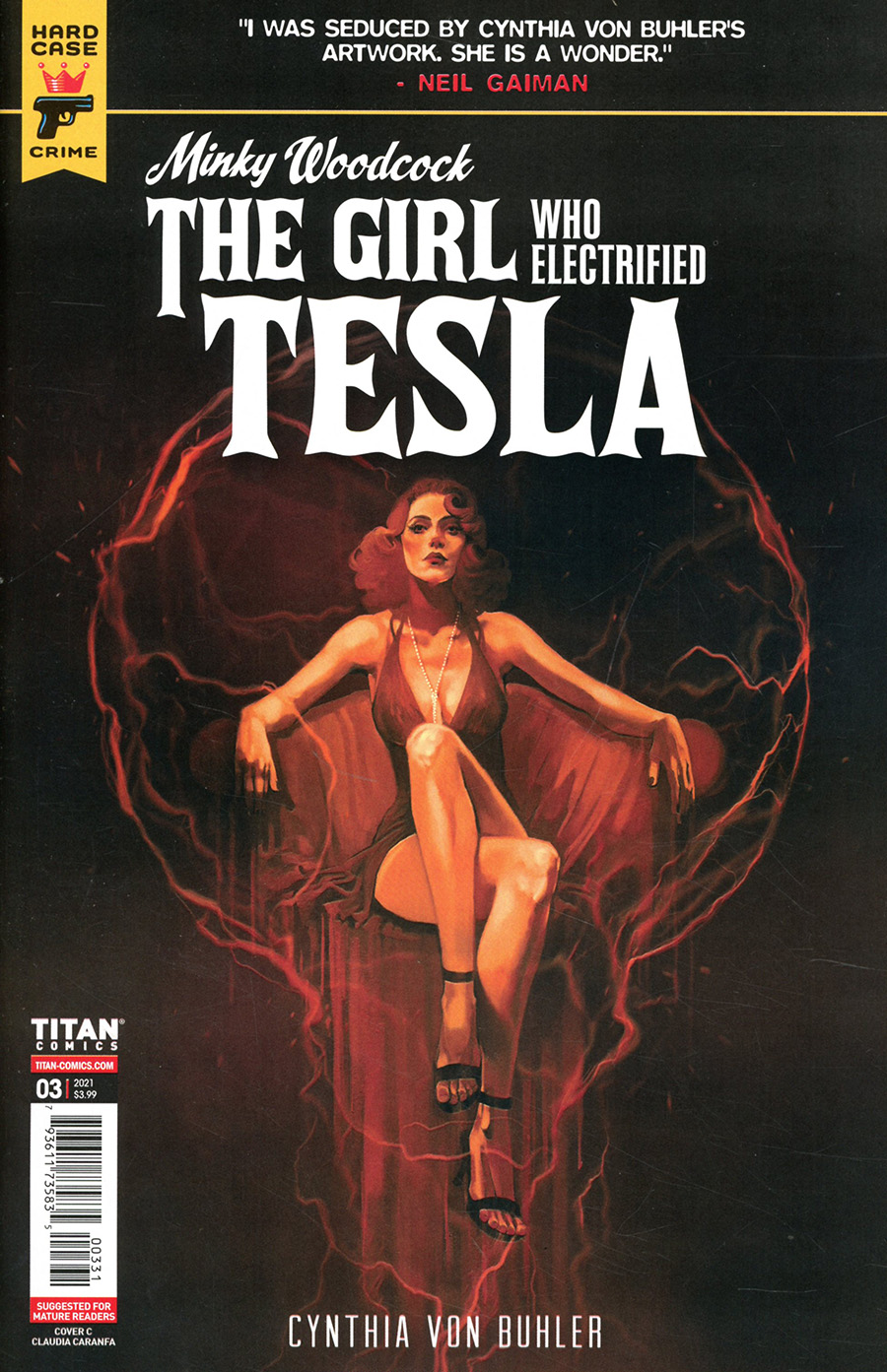 Hard Case Crime Minky Woodcock Girl Who Electrified Tesla #3 Cover C Variant Claudia Caranfa Cover