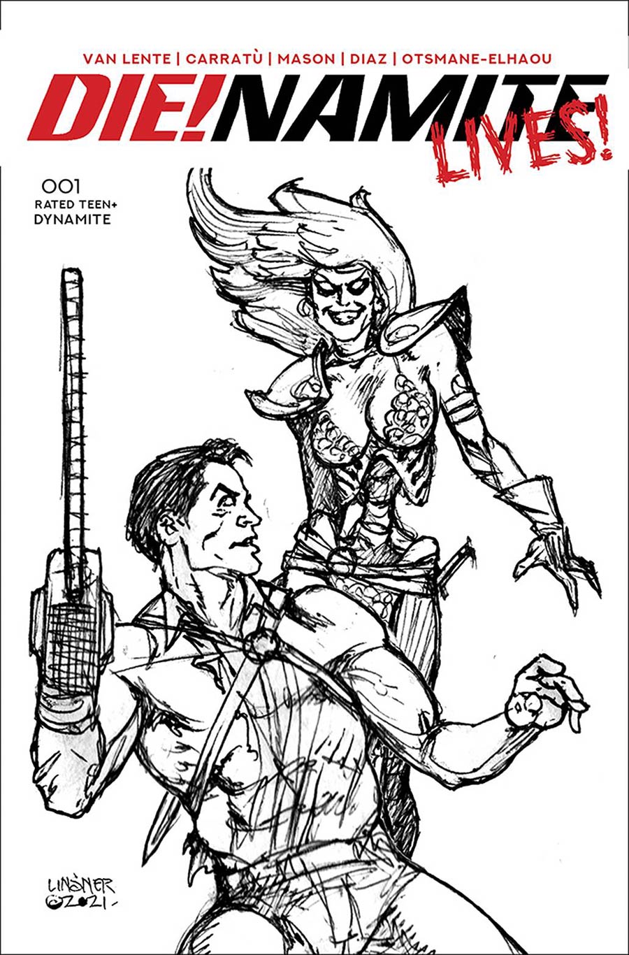 DieNamite Lives #1 Cover L Incentive Joseph Michael Linsner Pencil Art Cover