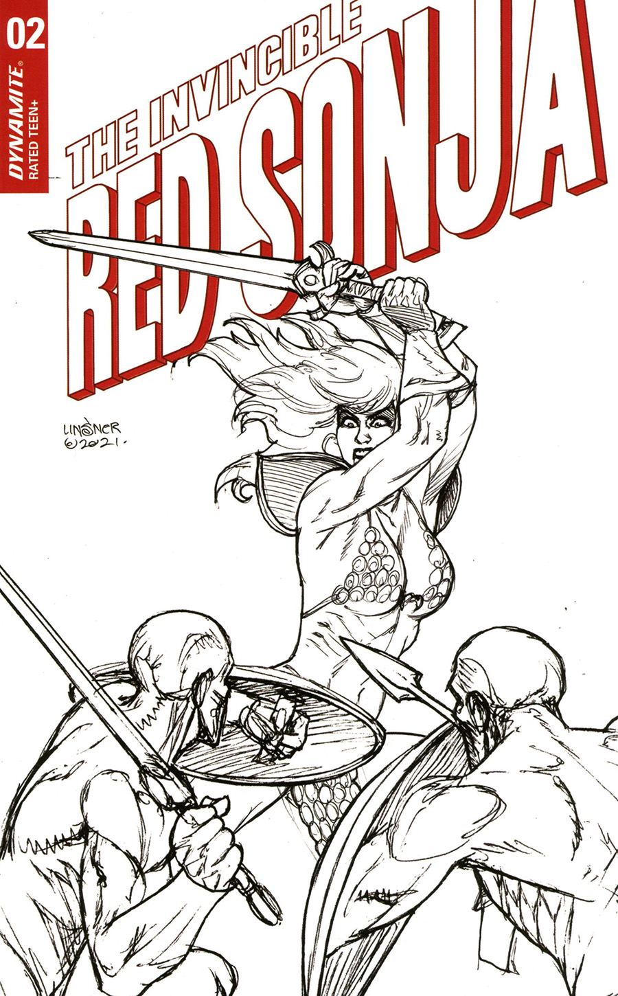 Invincible Red Sonja #2 Cover N Incentive Joseph Michael Linsner Line Art Cover