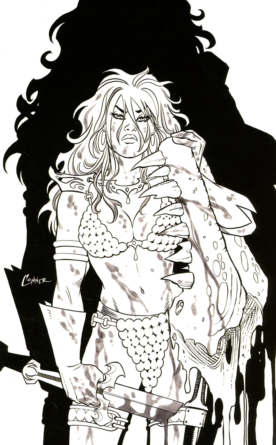 Invincible Red Sonja #2 Cover Q Incentive Amanda Conner Line Art Virgin Cover