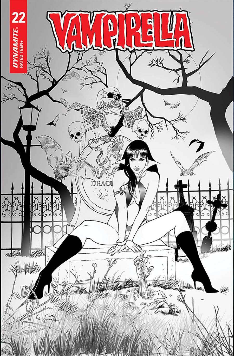 Vampirella Vol 8 #22 Cover G Incentive Ergun Gunduz Black & White Cover