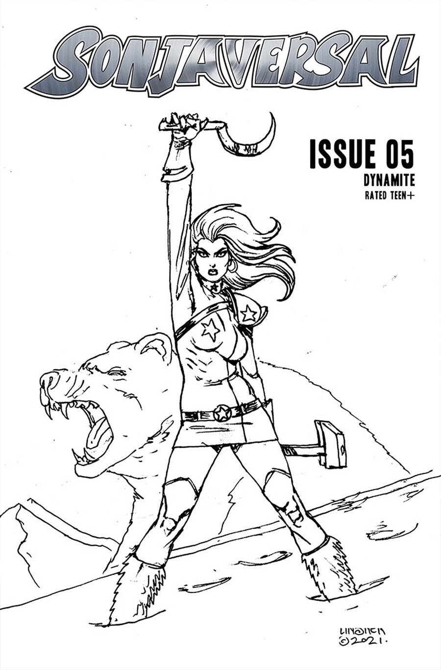 Sonjaversal #5 Cover P Incentive Joseph Michael Linsner Black & White Cover