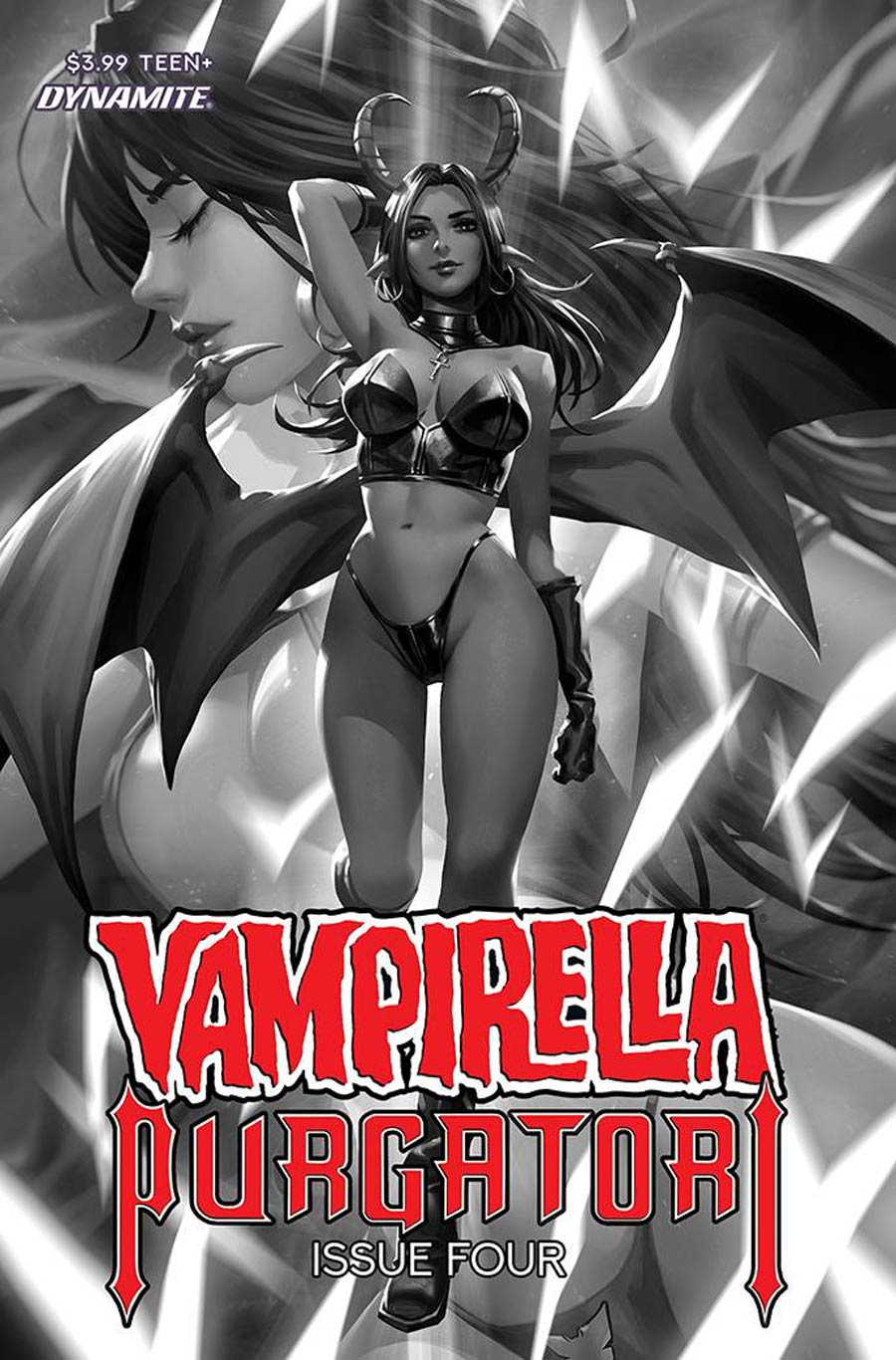 Vampirella vs Purgatori #4 Cover O Incentive Derrick Chew Black & White Cover