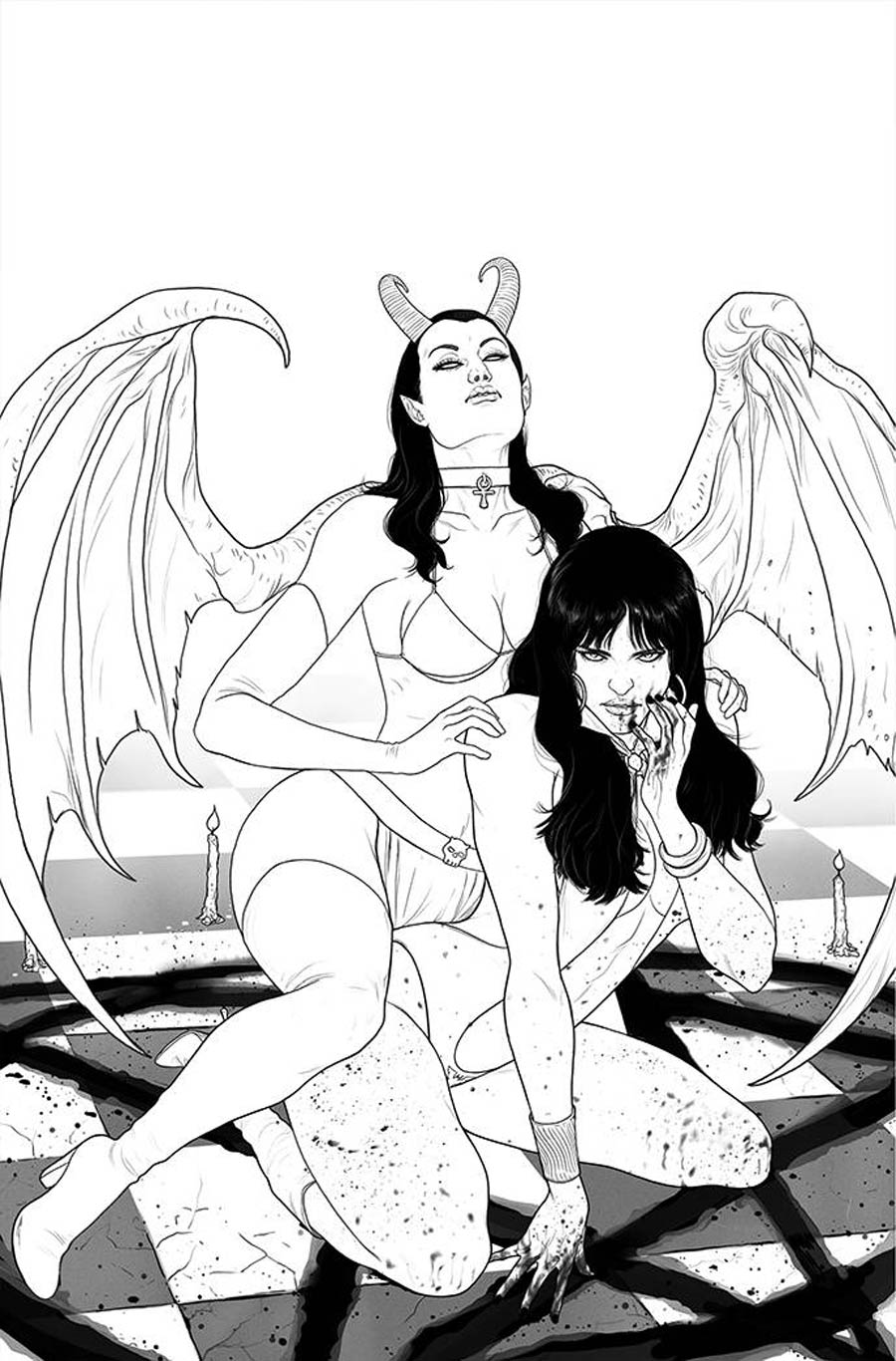 Vampirella vs Purgatori #4 Cover P Incentive Madibek Musabekov Black & White Virgin Cover