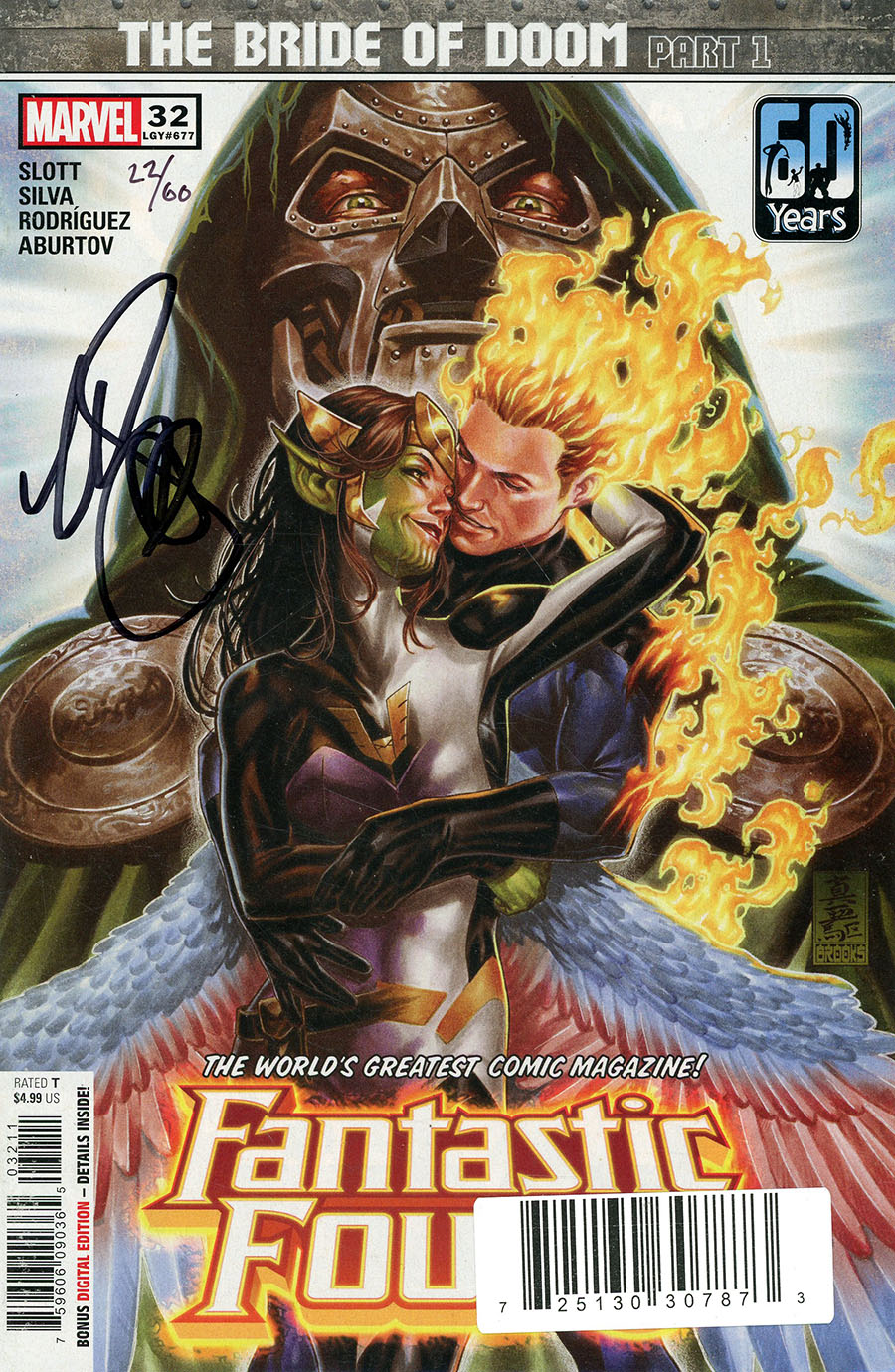 Fantastic Four Vol 6 #32 Cover H DF Signed By Mark Brooks