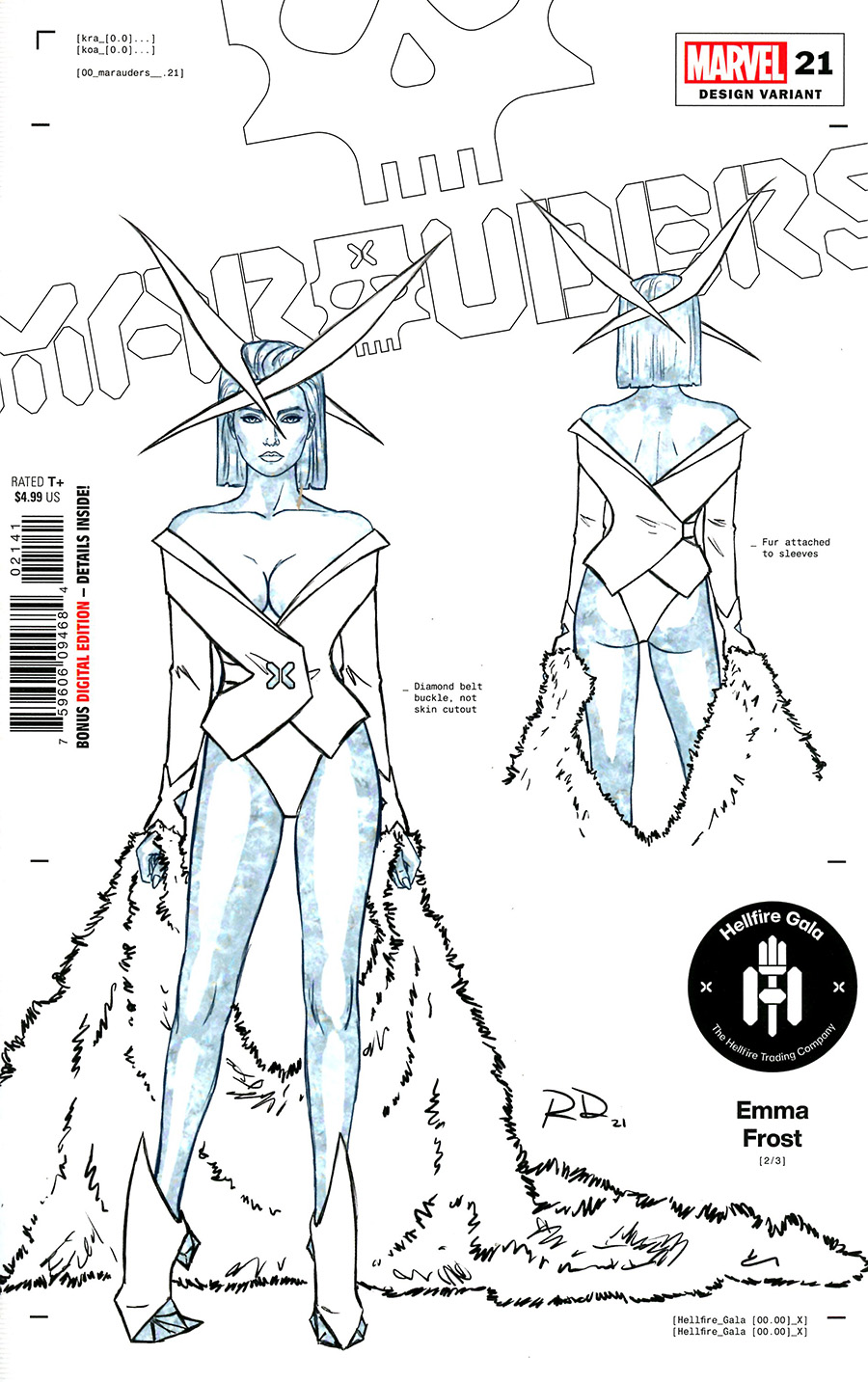 Marauders #21 Cover F Incentive Russell Dauterman Emma Frost Character Design Variant Cover (Hellfire Gala Tie-In)