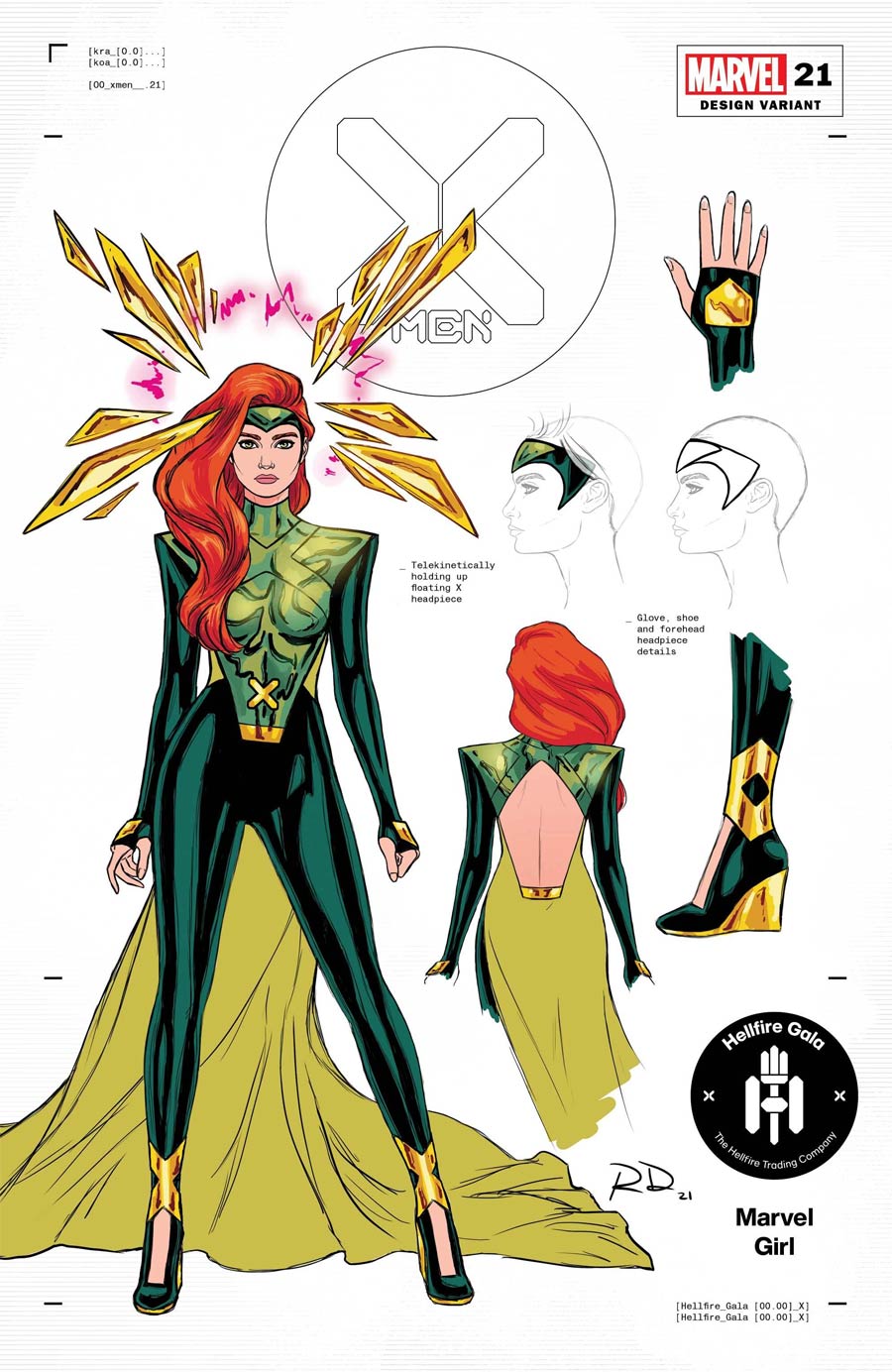 X-Men Vol 5 #21 Cover F Incentive Russell Dauterman Jean Grey Character Design Variant Cover (Hellfire Gala Tie-In)