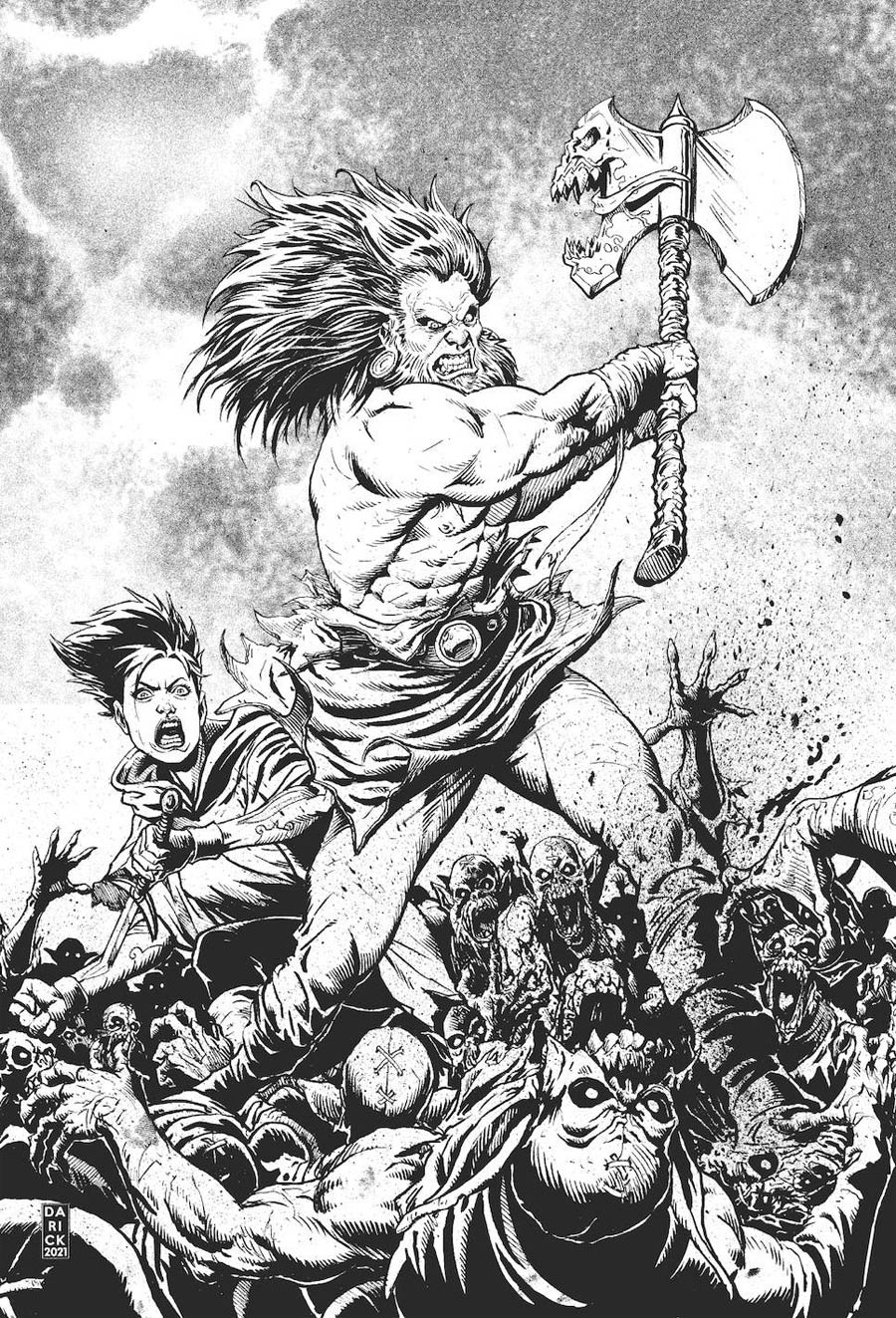 Barbaric #1 Cover H Incentive Darick Robertson Black & White Virgin Variant Cover (Limit 1 Per Customer)