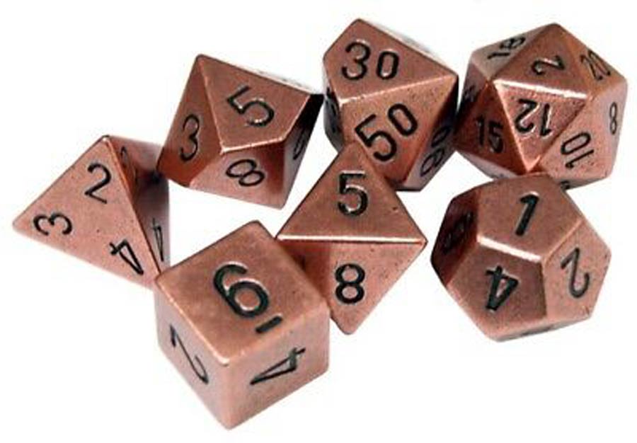 Roll Playing Game 7-Piece Metal Dice Set - Copper