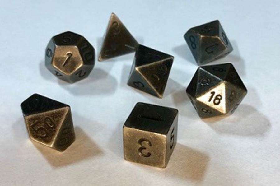 Roll Playing Game 7-Piece Metal Dice Set - Dark Metal