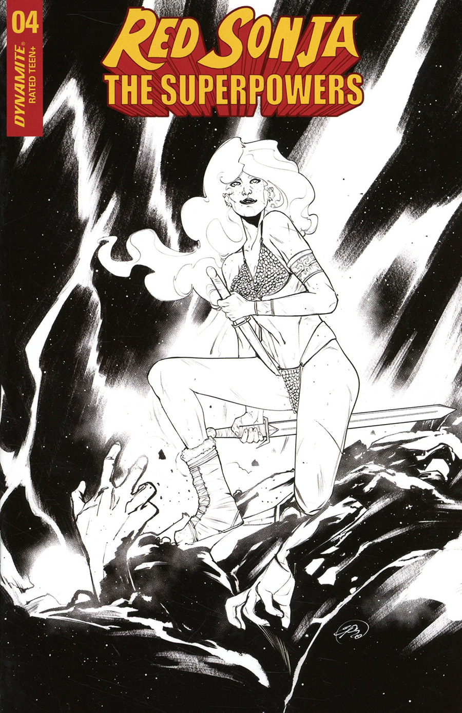 Red Sonja The Superpowers #4 Cover K Incentive Emiliana Pinna Black & White Cover