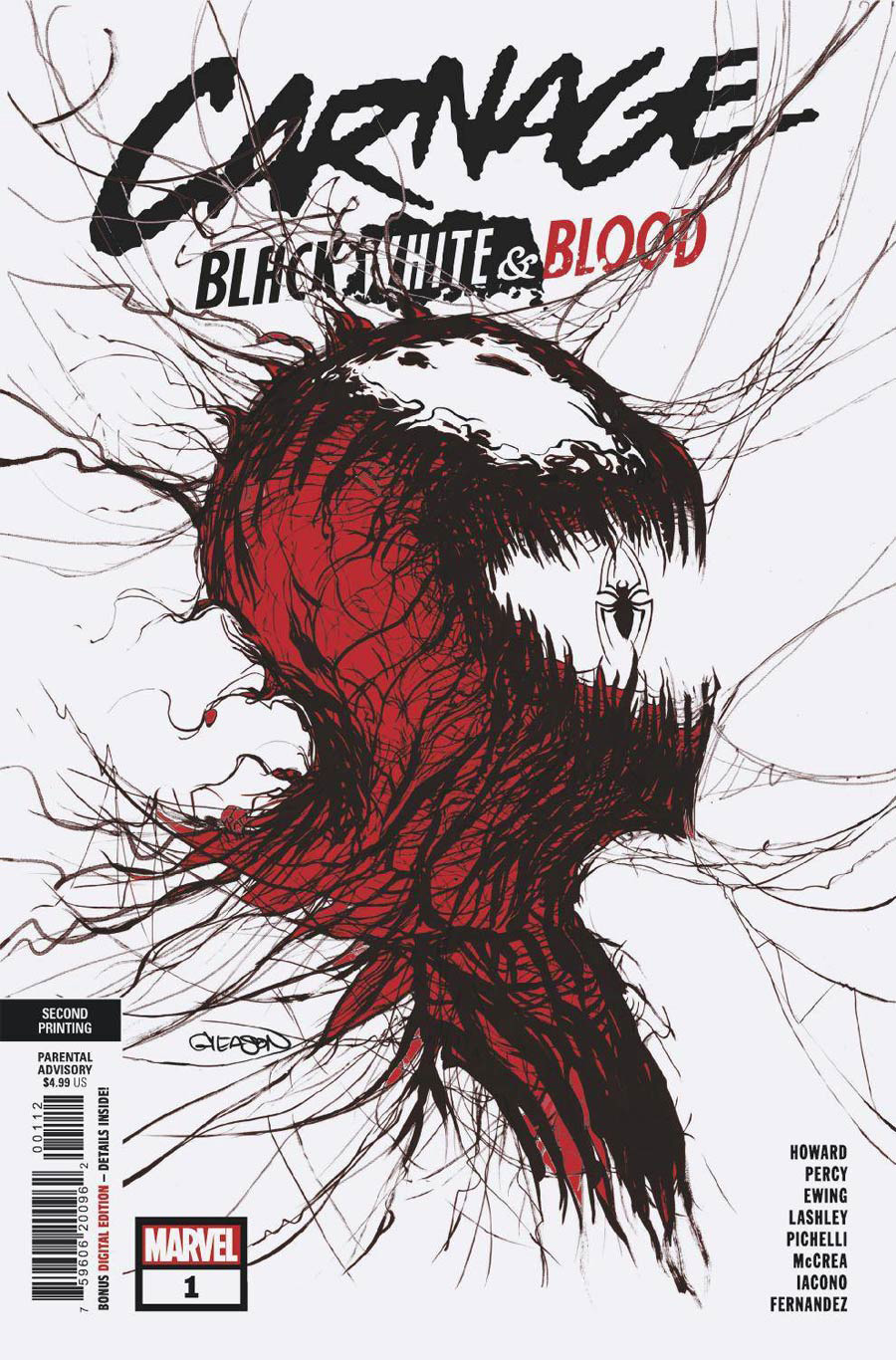 Carnage Black White & Blood #1 Cover K 2nd Ptg Patrick Gleason Webhead Variant Cover