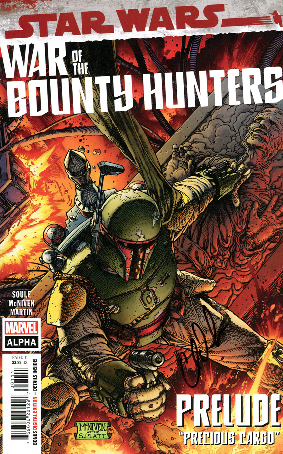 Star Wars War Of The Bounty Hunters Alpha #1 (One Shot) Cover I Regular Steve McNiven Cover Signed By Charles Soule