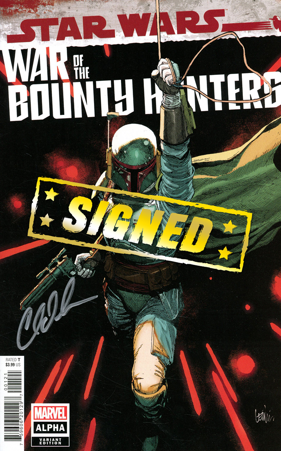 Star Wars War Of The Bounty Hunters Alpha #1 (One Shot) Cover J Variant Leinil Francis Yu Cover Signed By Charles Soule