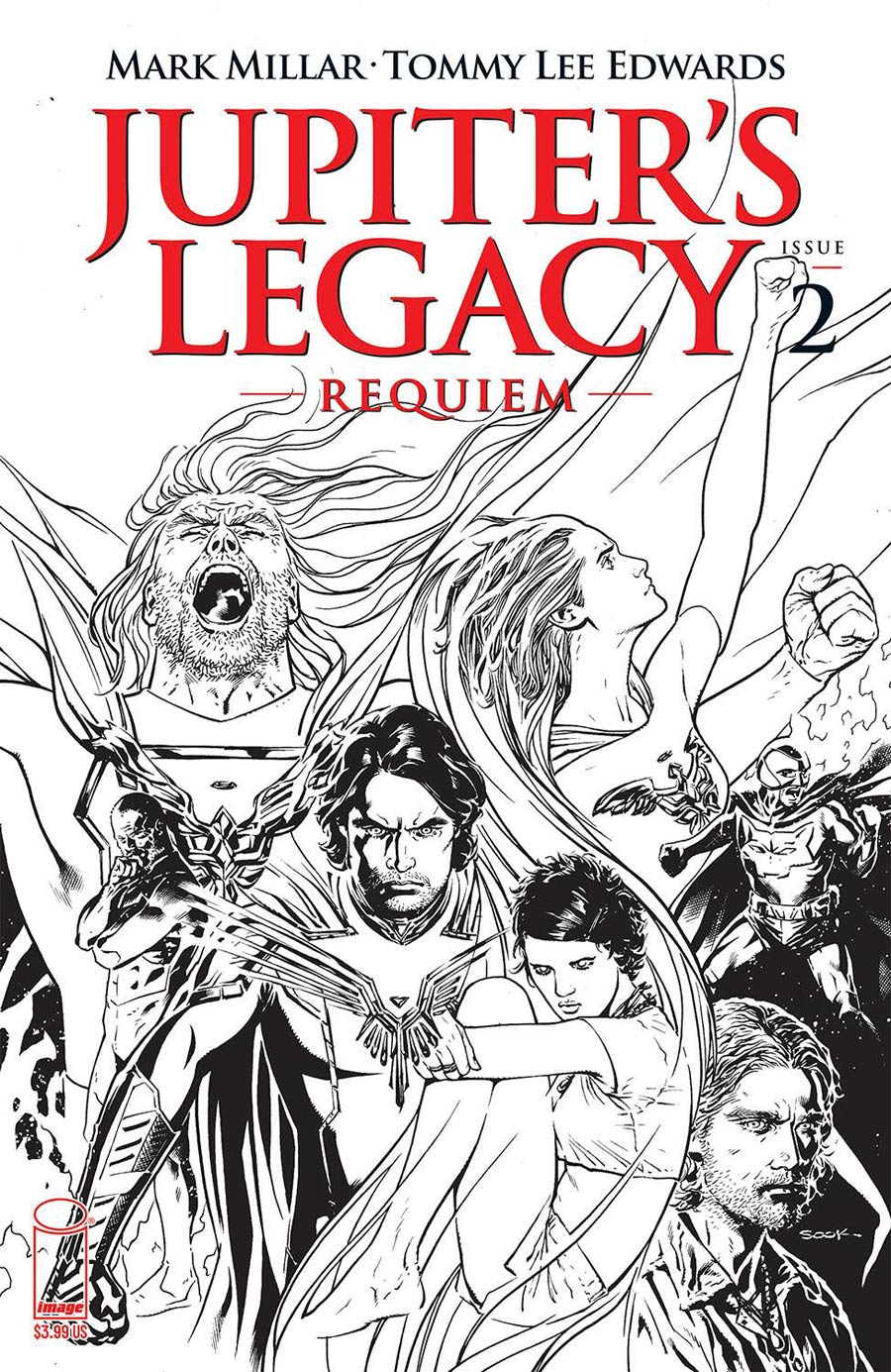 Jupiters Legacy Requiem #2 Cover C Variant Ryan Sook Black & White Cover