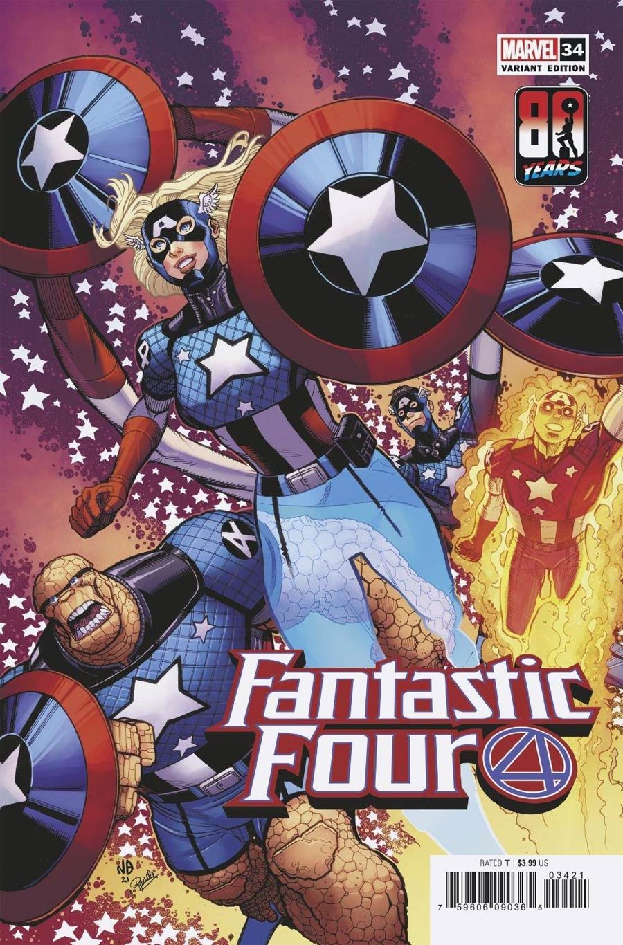 Fantastic Four Vol 6 #34 Cover B Variant Nick Bradshaw Captain America 80th Anniversary Cover