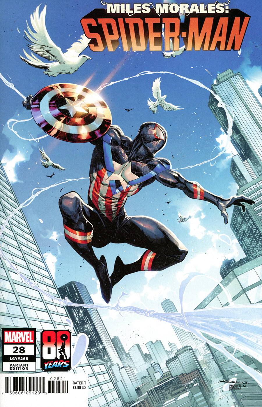 Miles Morales Spider-Man #28 Cover B Variant Iban Coello Captain America 80th Anniversary Cover