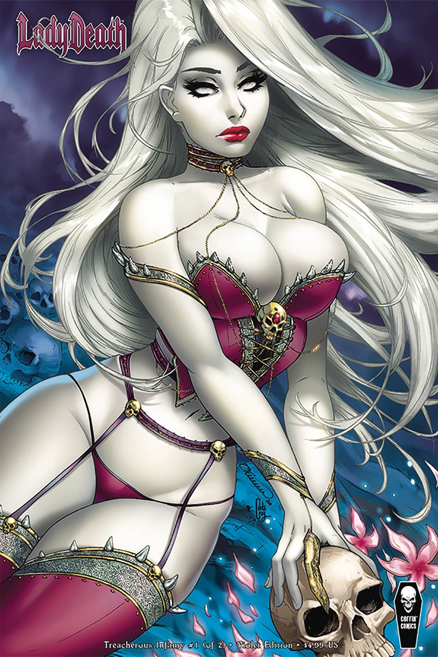Lady Death Treacherous Infamy #1 Cover B Variant Collette Turner Violet Cover (Limit 1 Per Customer)