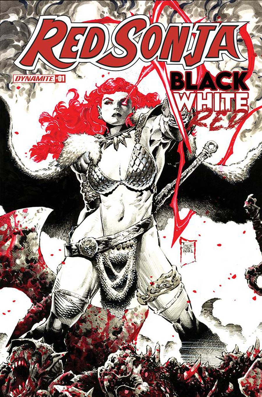 Red Sonja Black White Red #1 Cover C Variant Philip Tan