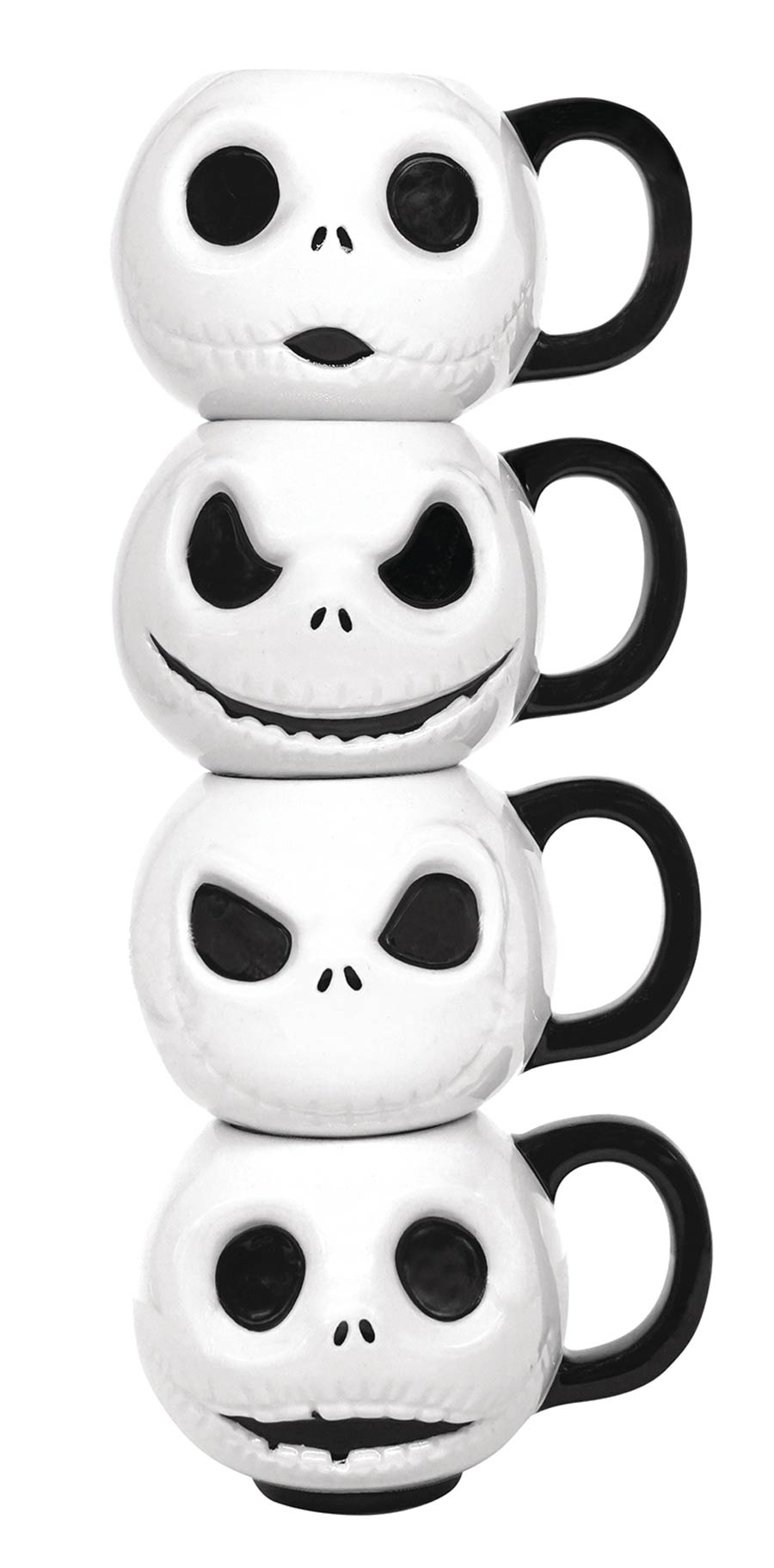 Nightmare Before Christmas Jack Skellington Face Expression Stackable Mug 4-Piece Assortment Case