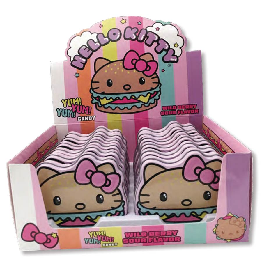 Hello Kitty Yum Yum Burger Sour Candy Tin 12-Count Display