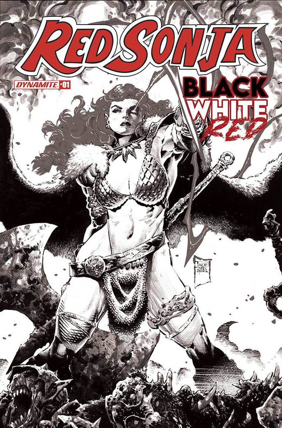 Red Sonja Black White Red #1 Cover H Incentive Philip Tan Black & White Cover