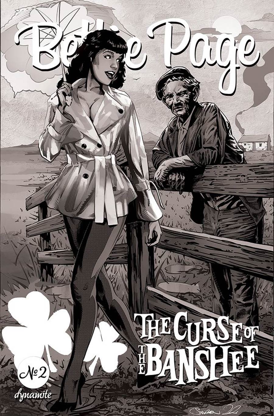 Bettie Page And The Curse Of The Banshee #2 Cover I Incentive Stephen Mooney Black & White Cover