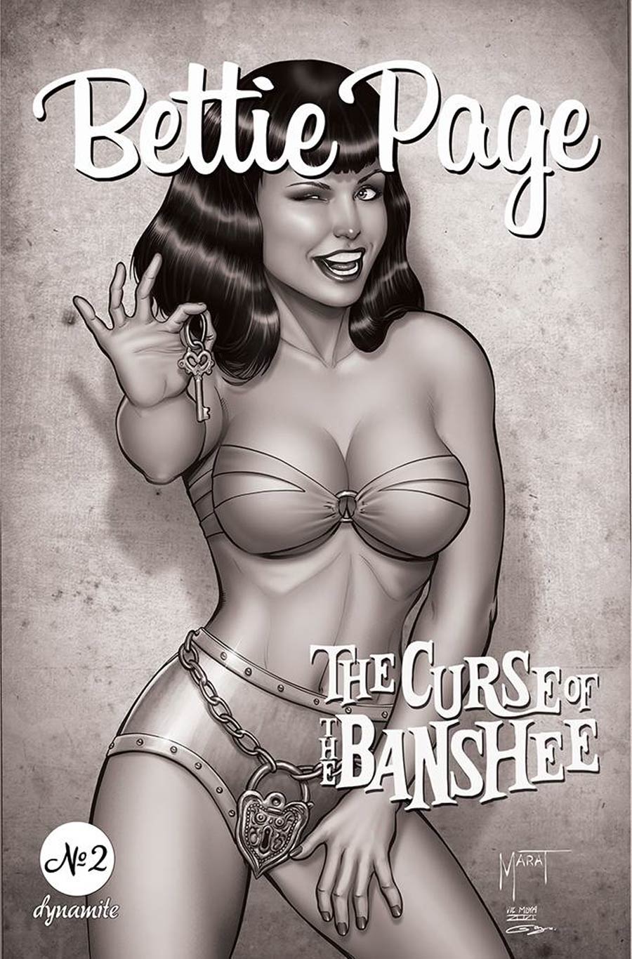 Bettie Page And The Curse Of The Banshee #2 Cover J Incentive Marat Mychaels Black & White Cover