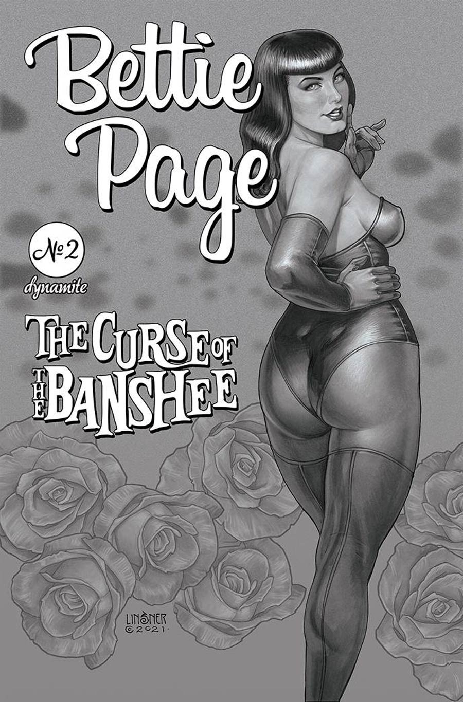 Bettie Page And The Curse Of The Banshee #2 Cover L Incentive Joseph Michael Linsner Black & White Cover