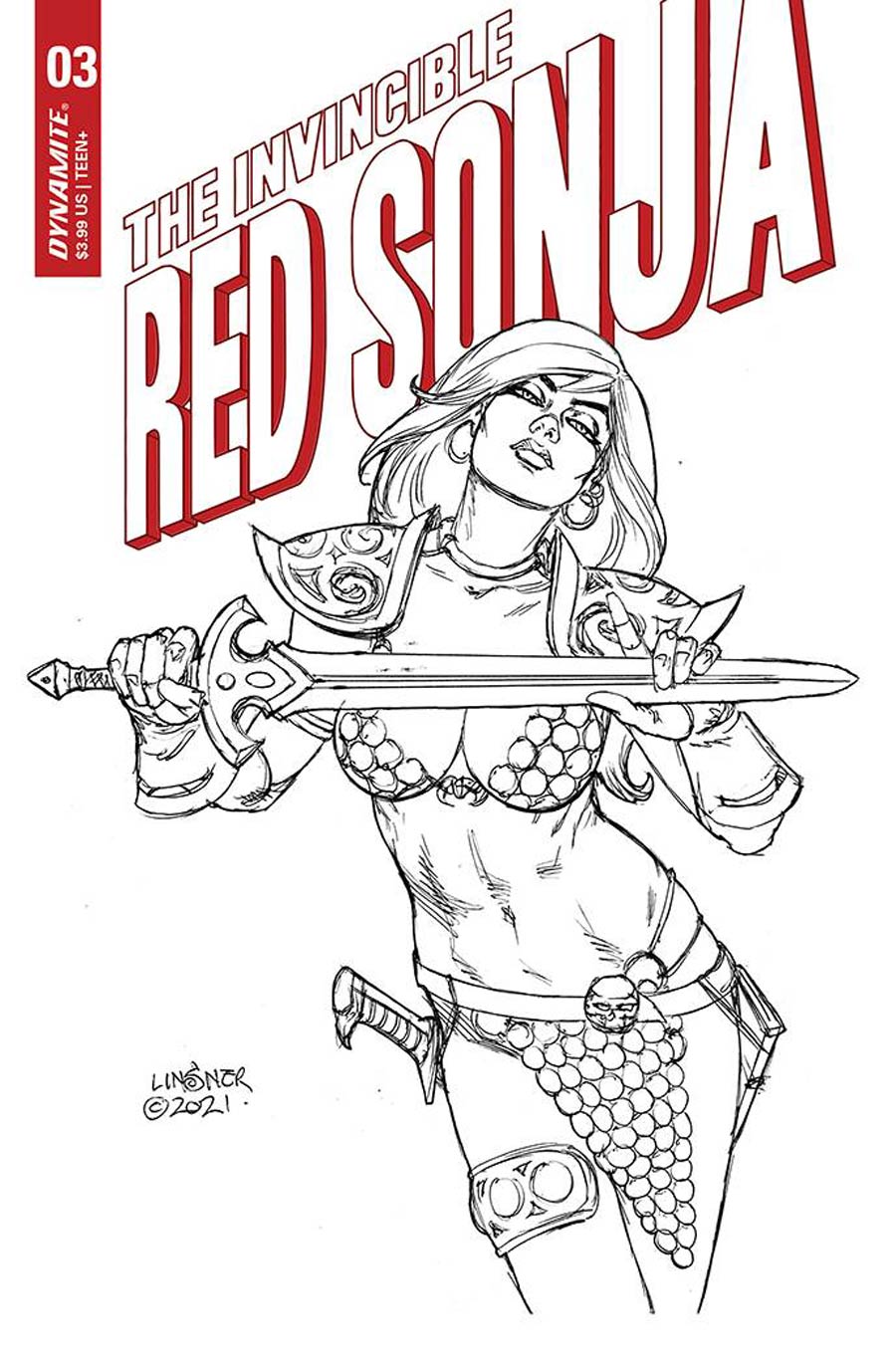 Invincible Red Sonja #3 Cover I Incentive Joseph Michael Linsner Line Art Cover