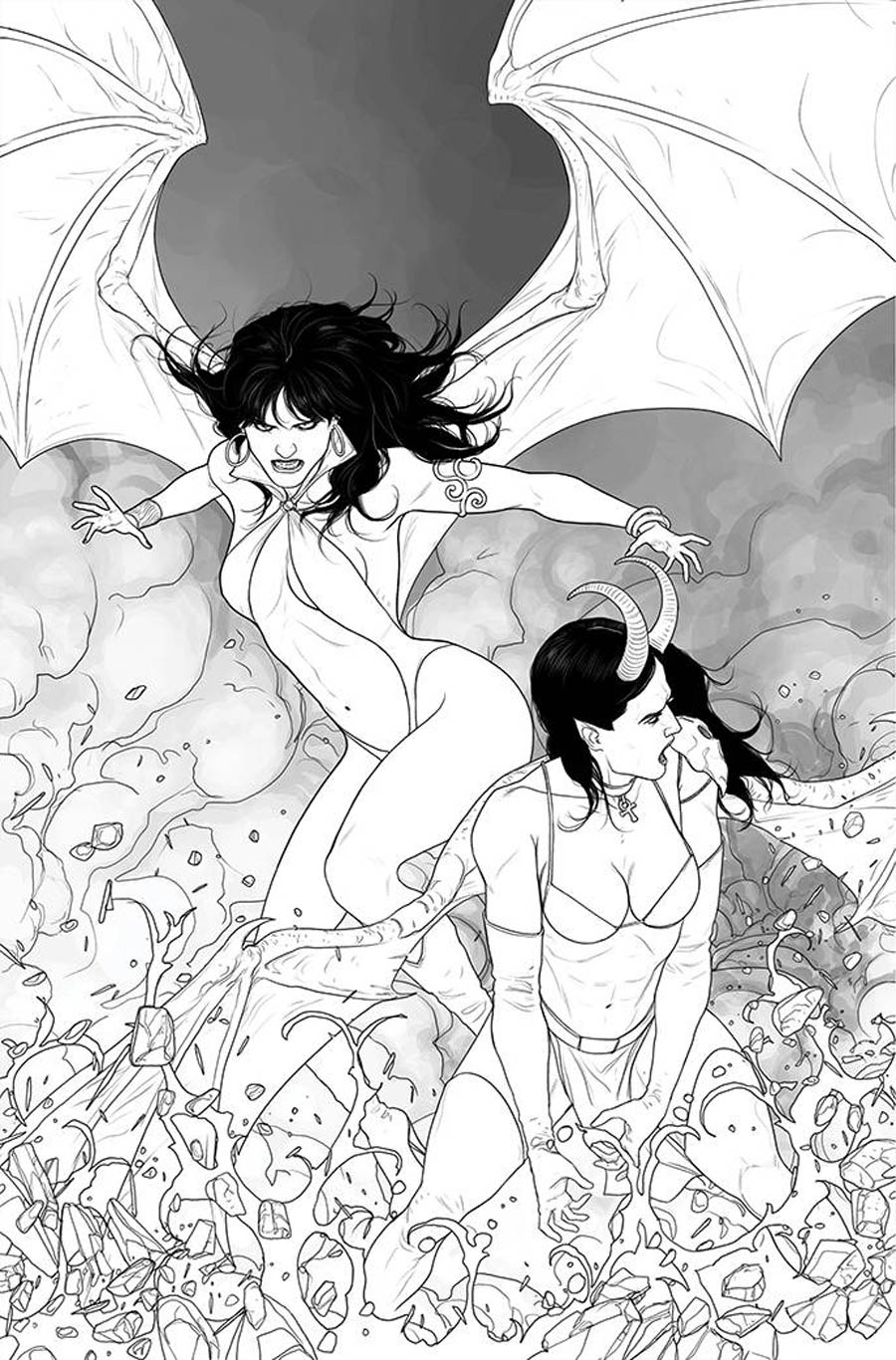 Vampirella vs Purgatori #5 Cover I Incentive Madibek Musabekov Black & White Virgin Cover