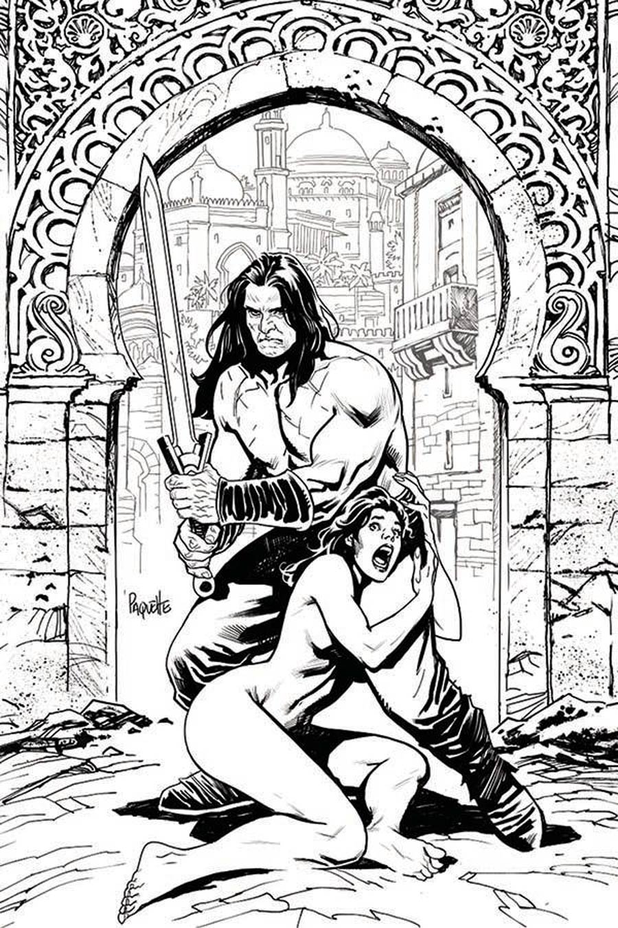 Cimmerian Man-Eaters Of Zamboula #1 Cover K Incentive Yanick Paquette Black & White Line Art Cover