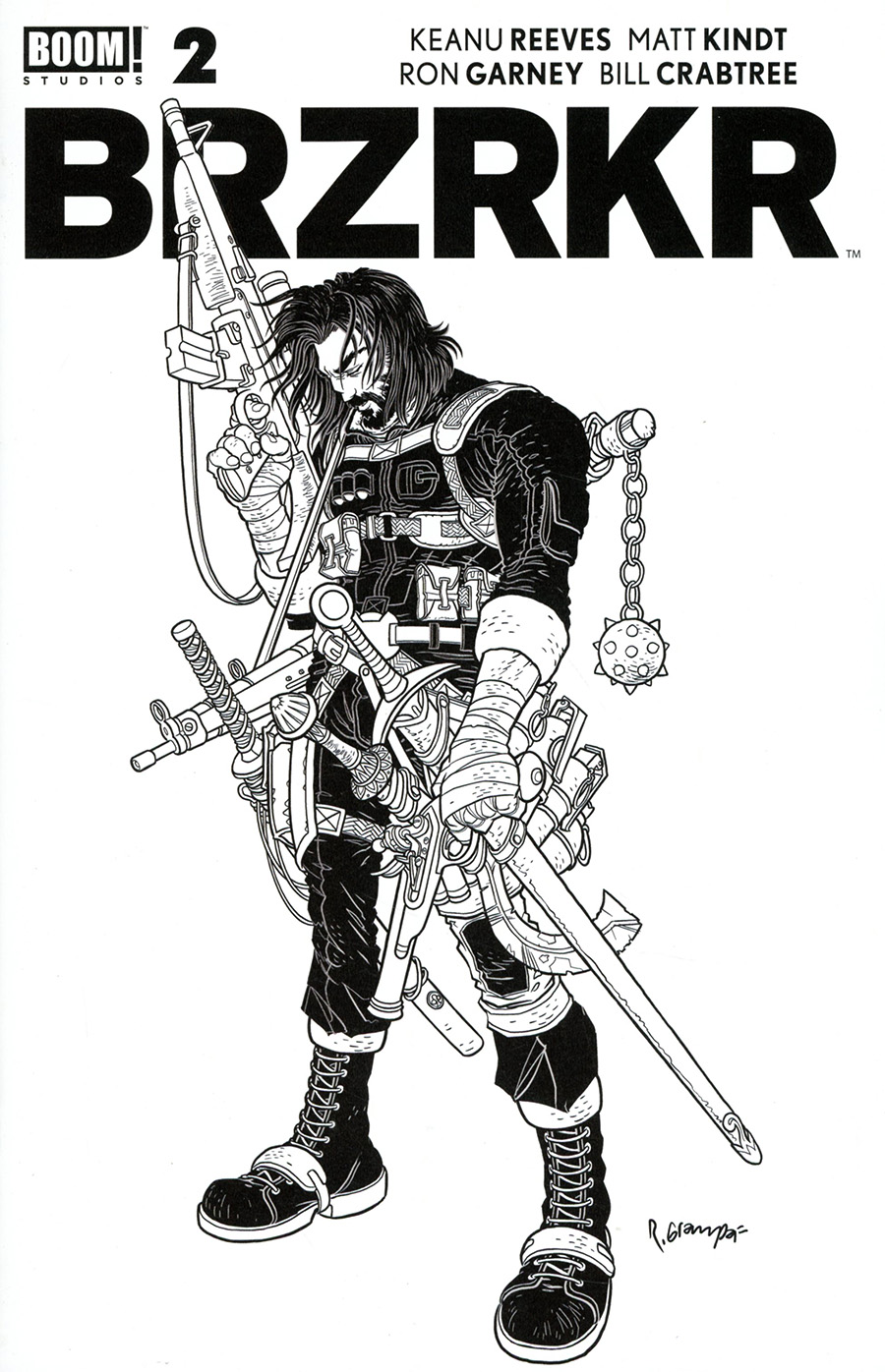 BRZRKR (Berzerker) #2 Cover K Rafael Grampa Black & White No Stripe Secret Variant Cover (Limit 1 Per Customer)