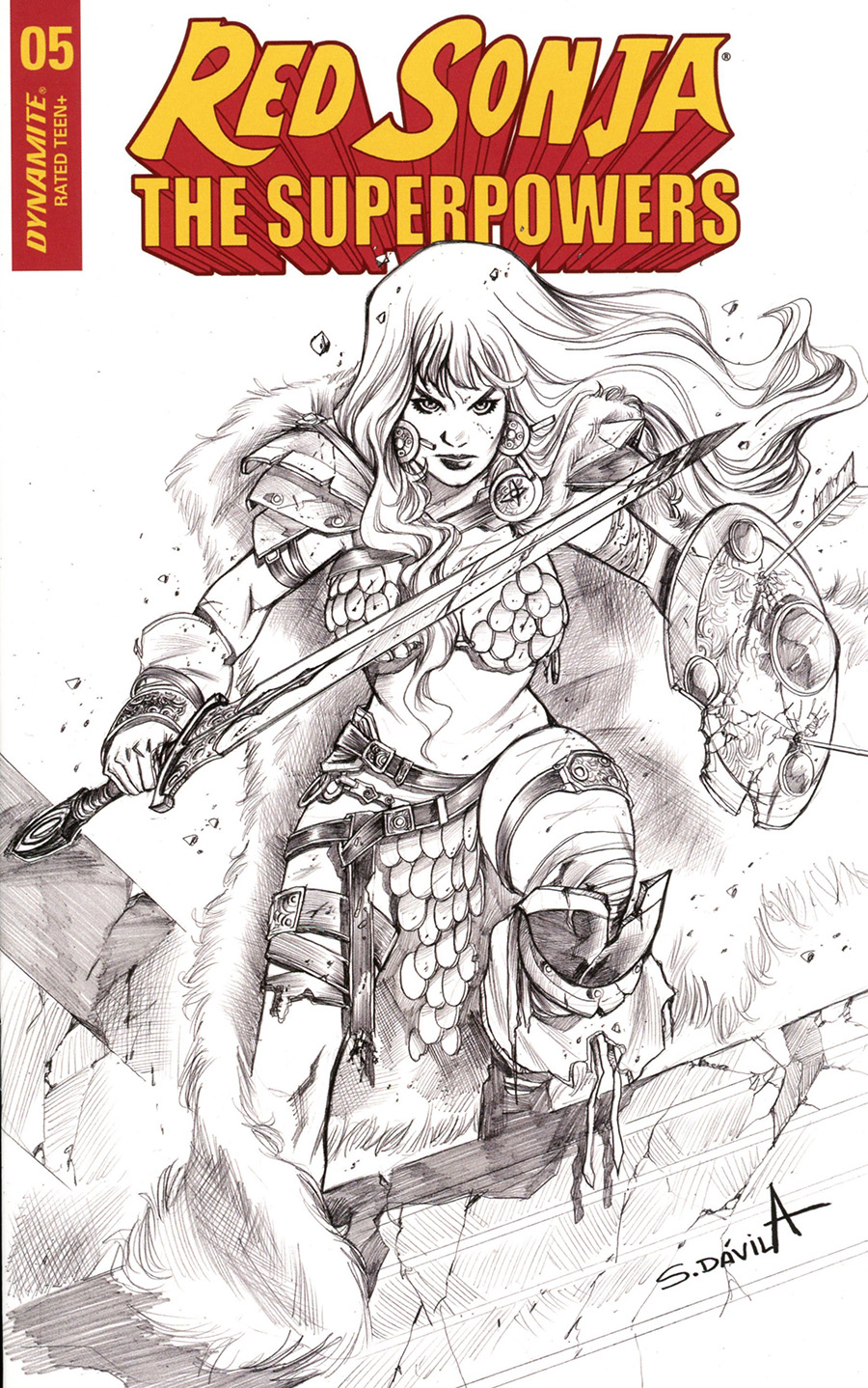 Red Sonja The Superpowers #5 Cover M Incentive Sergio Davila Black & White Cover