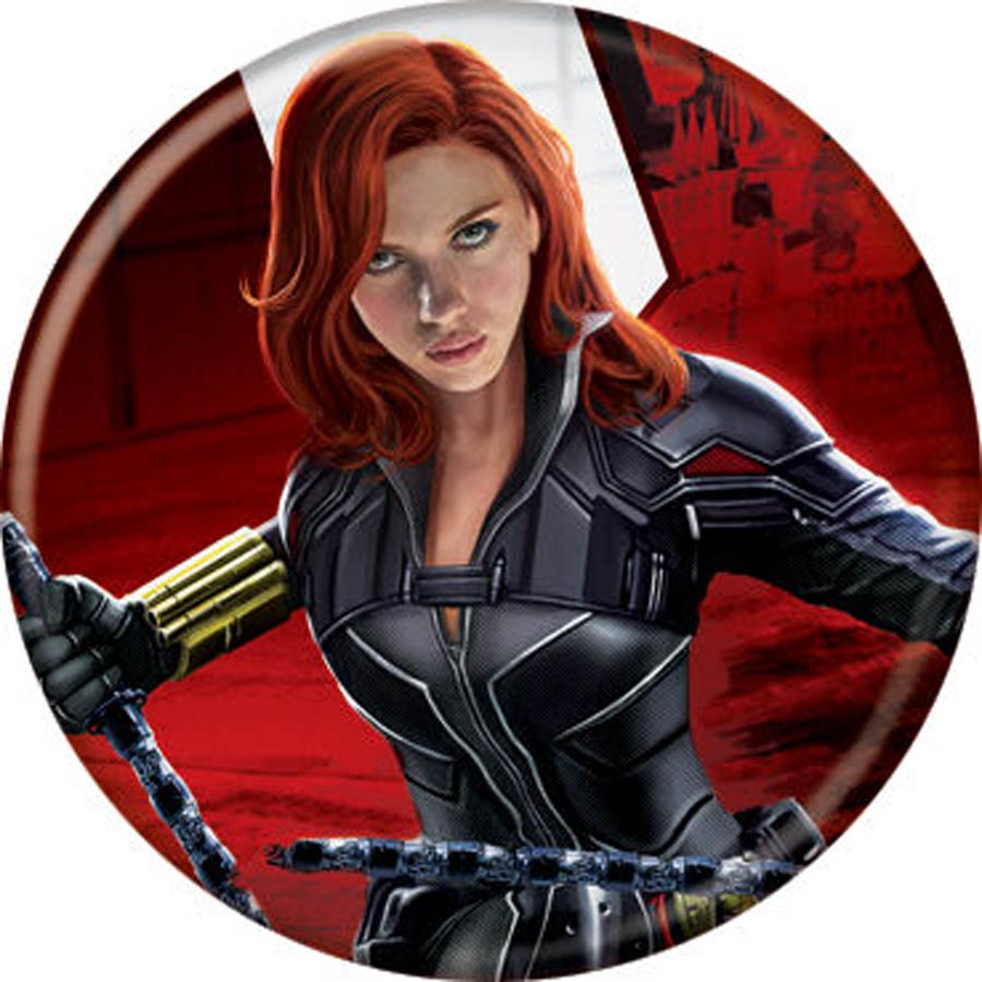 Marvel Comics Button 1.25-Inch Round - Black Widow Sticks On Red Button (88069)