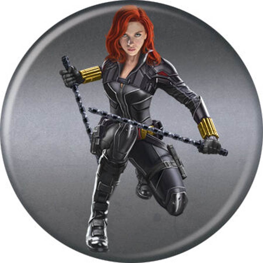 Marvel Comics Button 1.25-Inch Round - Black Widow Sticks On Gray Button (88070)