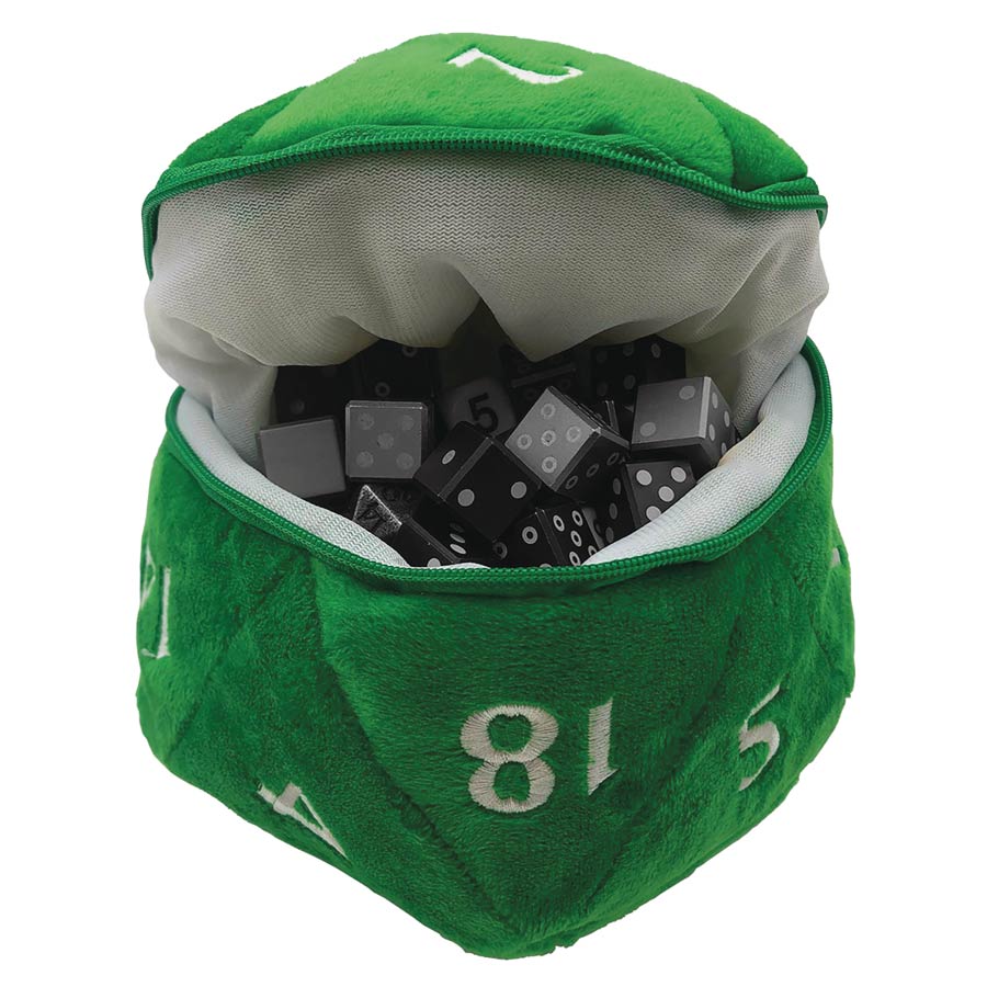 D20 Plush Dice Bag For Dungeons & Dragons - Green