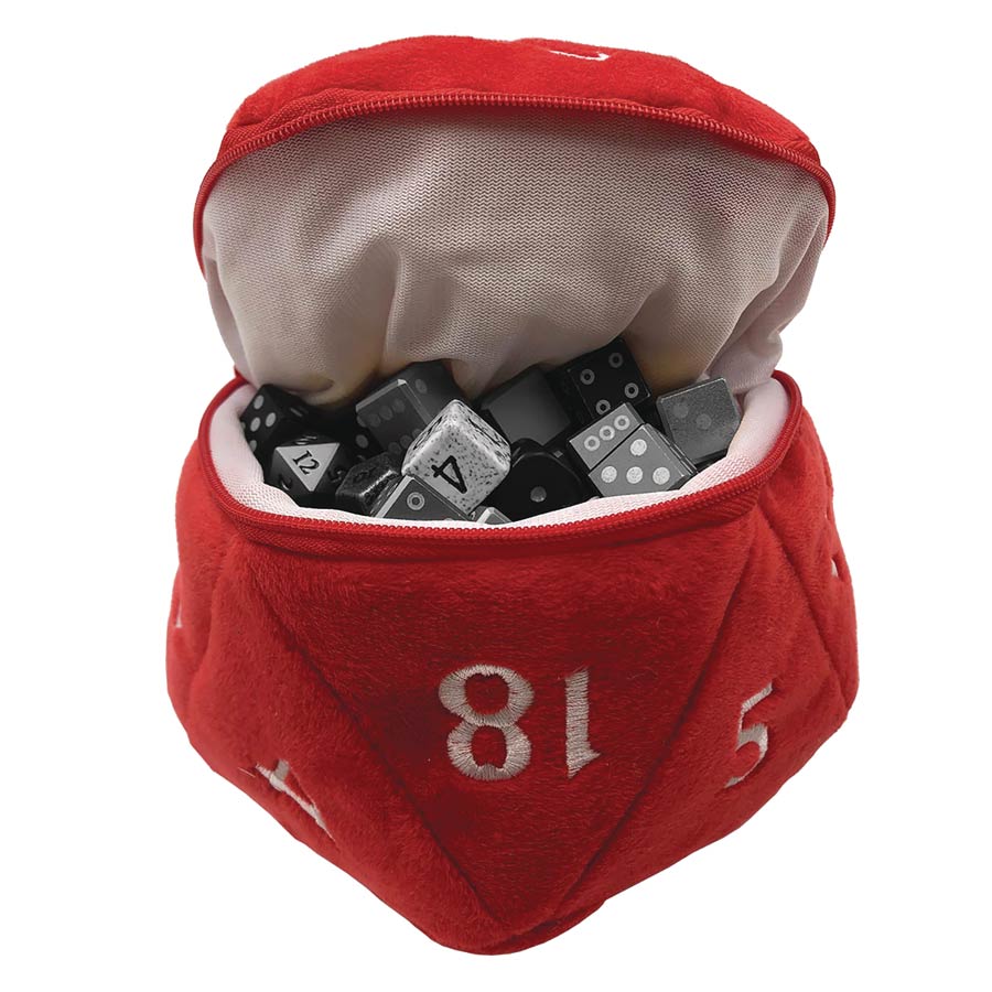 D20 Plush Dice Bag For Dungeons & Dragons - Red